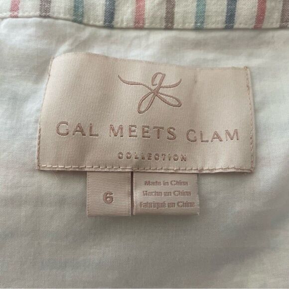 Gal Meets Glam Collection Bow Shoulder Stripe Dress Size 6 - Picture 6 of 8